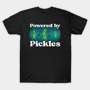 Powered By Pickles Funny Exercising Cucumbers T-Shirt